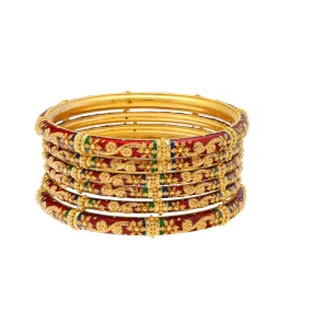 22K Yellow Gold Meenakari Pipe Bangle Set of 6 (93.2gm) 22K Yellow Gold Meenakari Pipe Bangle Set of 6 (93.2gm)