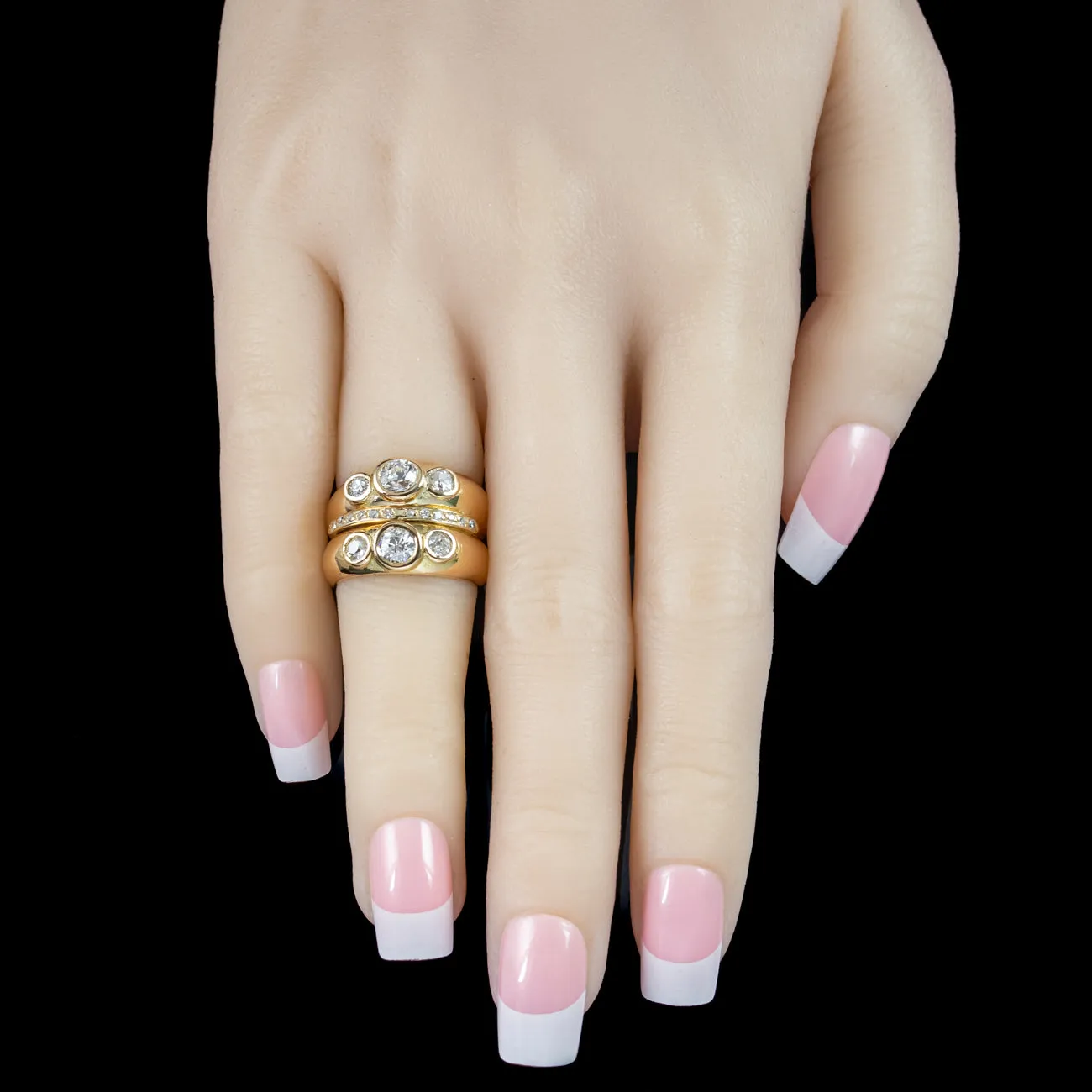 Antique Victorian French Diamond Trilogy Stack Ring 1.4ct Diamond