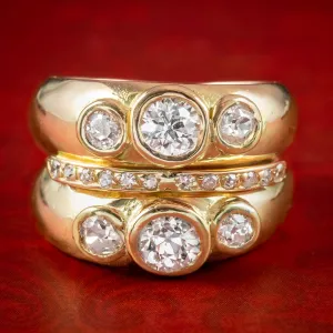 Antique Victorian French Diamond Trilogy Stack Ring 1.4ct Diamond
