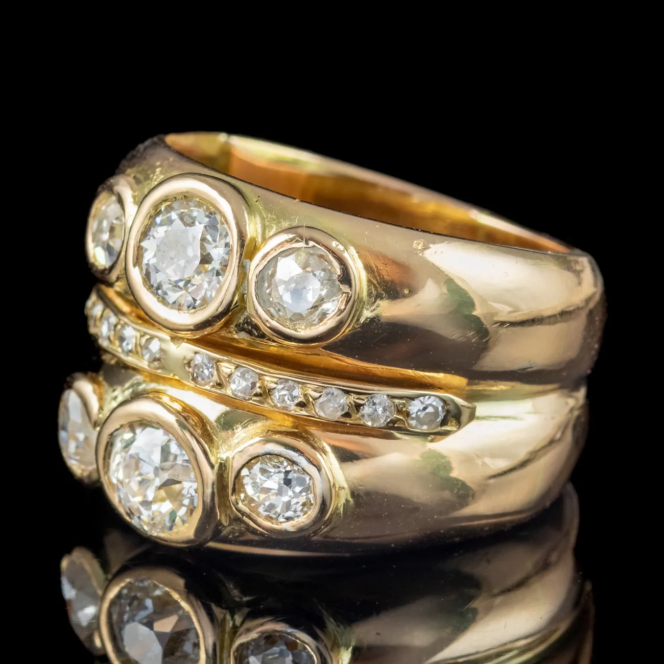 Antique Victorian French Diamond Trilogy Stack Ring 1.4ct Diamond