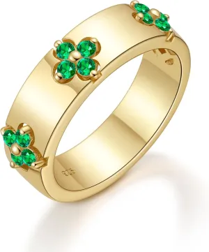 Clover Moissanite Rings for Women Gifts,Premium Moissanite(D Color VVS1 Clarity 3EX Cut), 925 Sterling Silver 14K Gold Plated Non Tarnish
