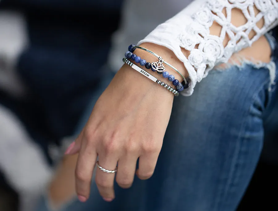 Dragonfly | Soft Bangle Charm Bracelet |  Amazonite