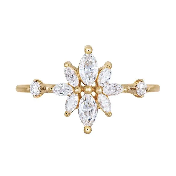ORDER ONLY: Marquise & Pear-Shaped Diamond Flower Cluster Ring