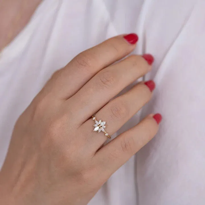 ORDER ONLY: Marquise & Pear-Shaped Diamond Flower Cluster Ring