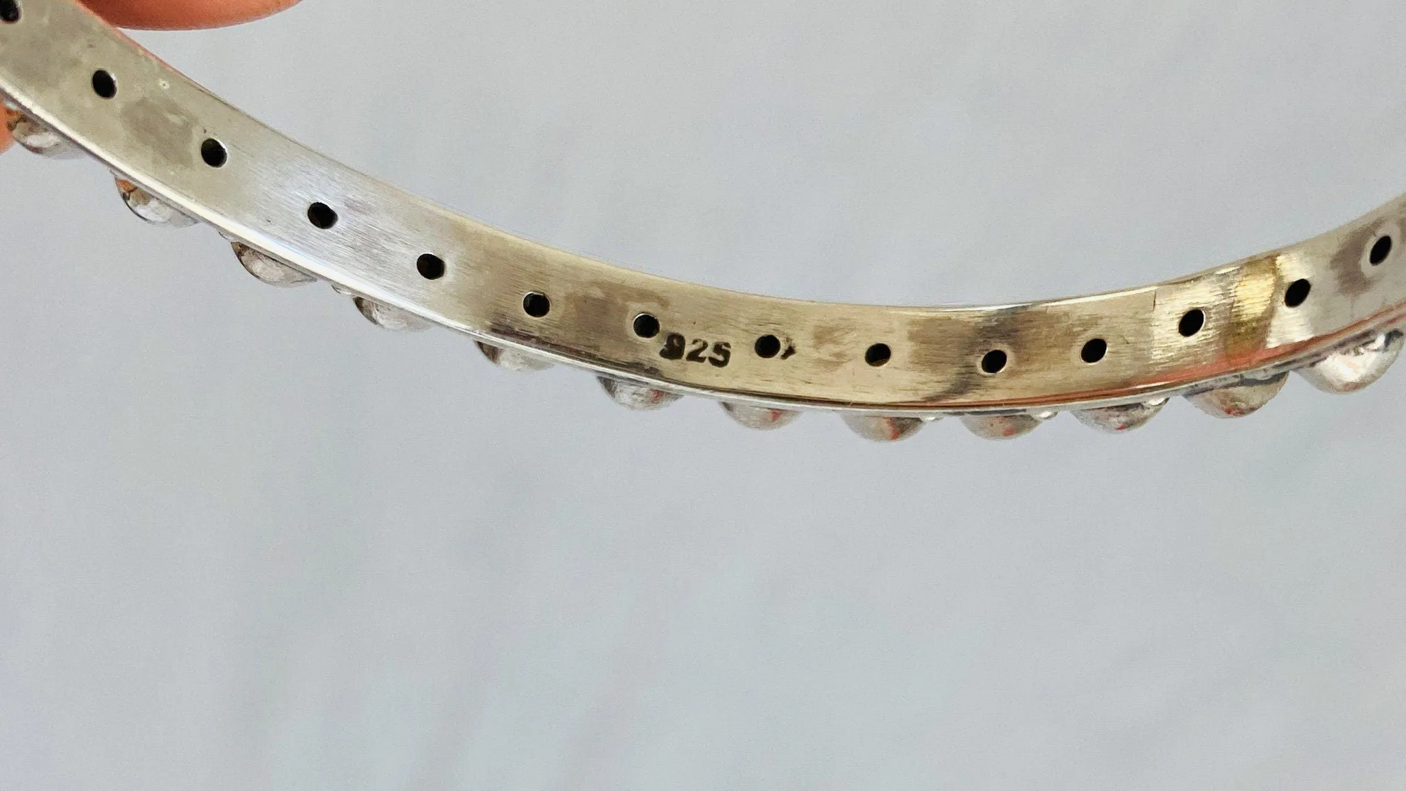 Pearl & Sterling Silver Bangle. India