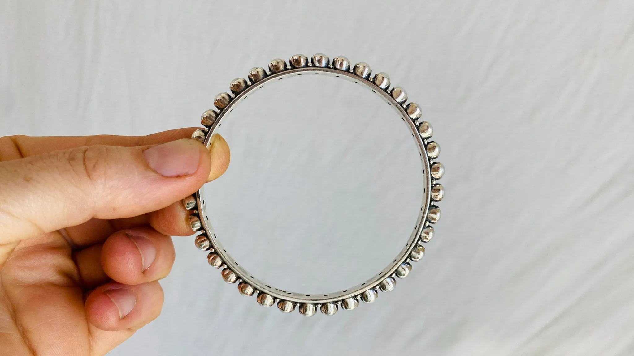 Pearl & Sterling Silver Bangle. India