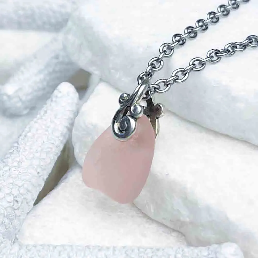 Simply Beautiful Blush Pink Sea Glass Pendant | #5175