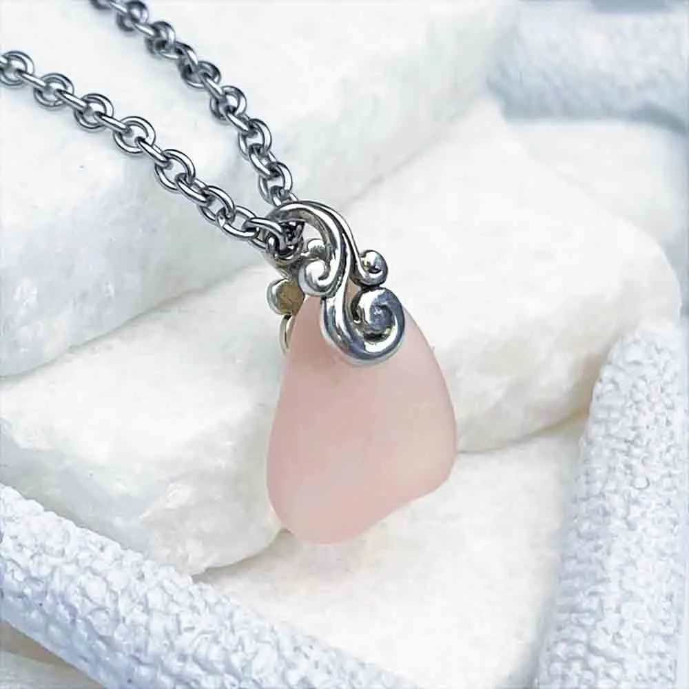 Simply Beautiful Blush Pink Sea Glass Pendant | #5175