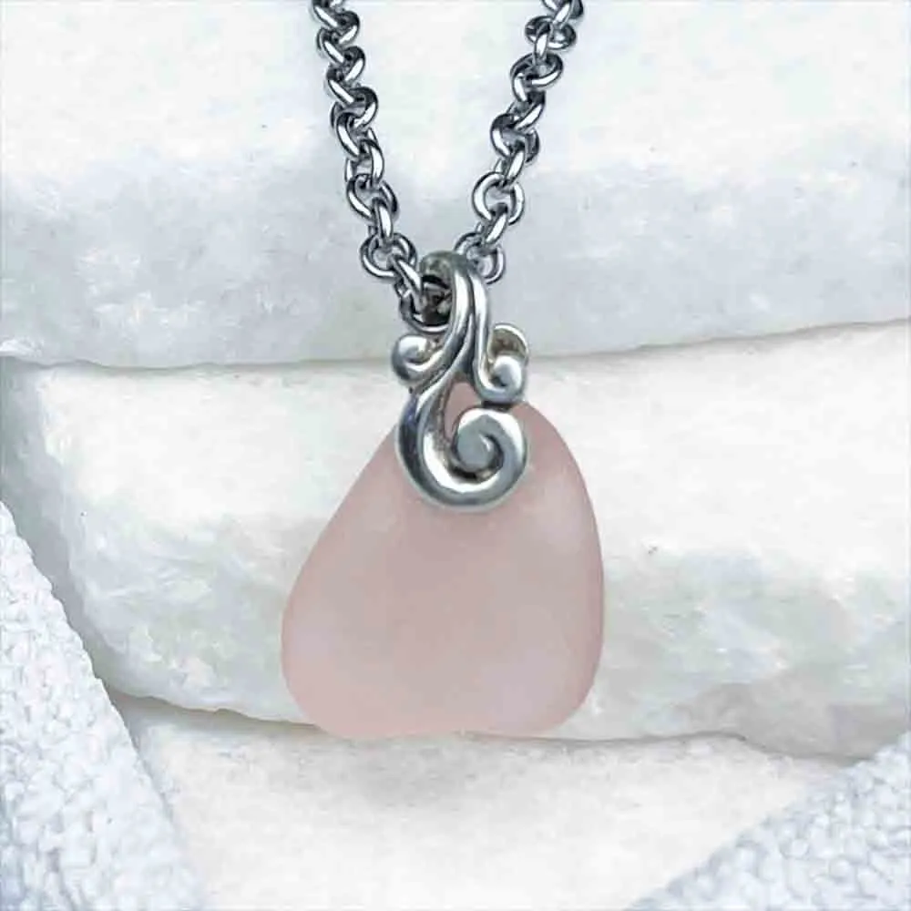 Simply Beautiful Blush Pink Sea Glass Pendant | #5175