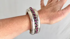 Sterling Silver and Garnet Indian Bangle. 0827