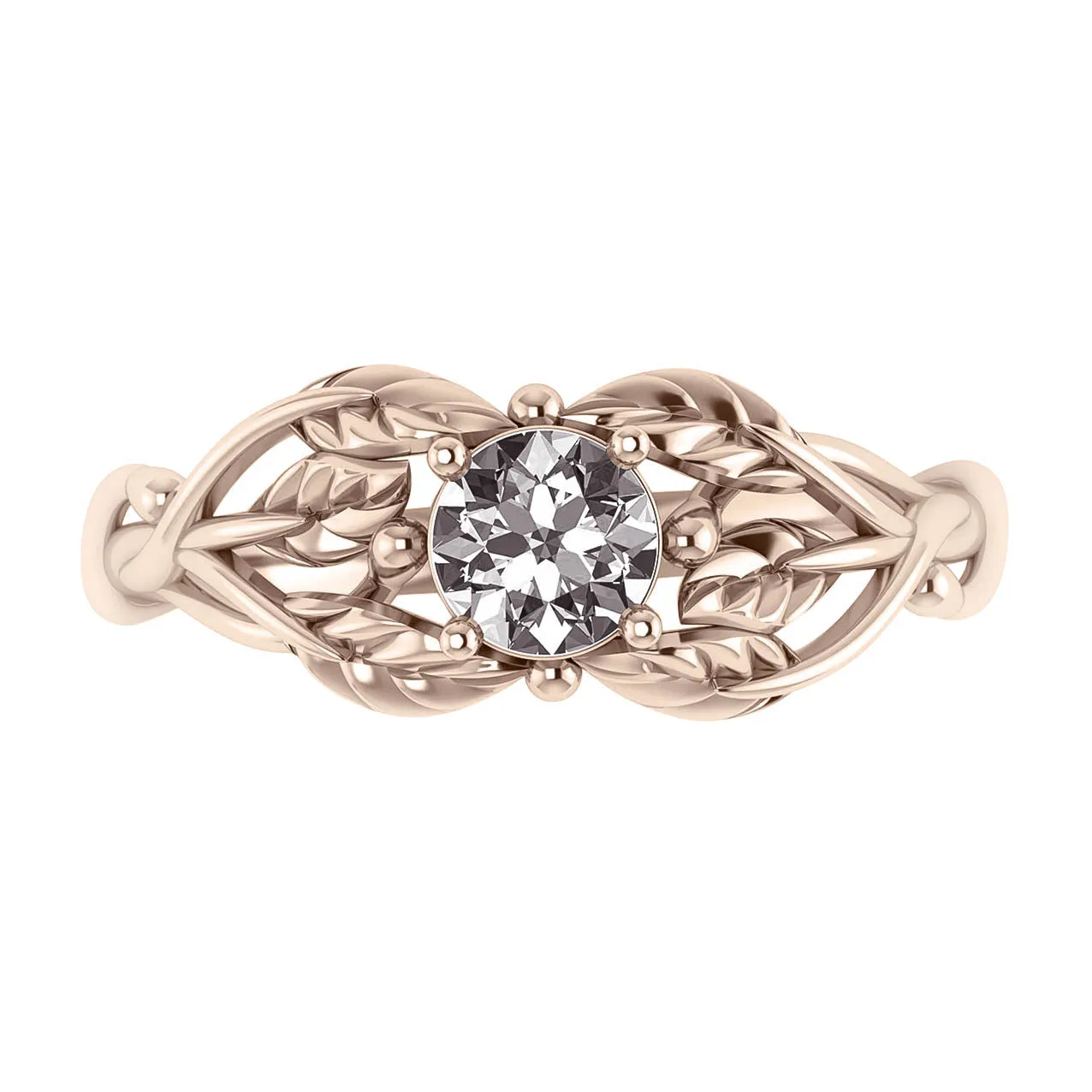 Tilia | leaf engagement ring setting, round 5 mm
