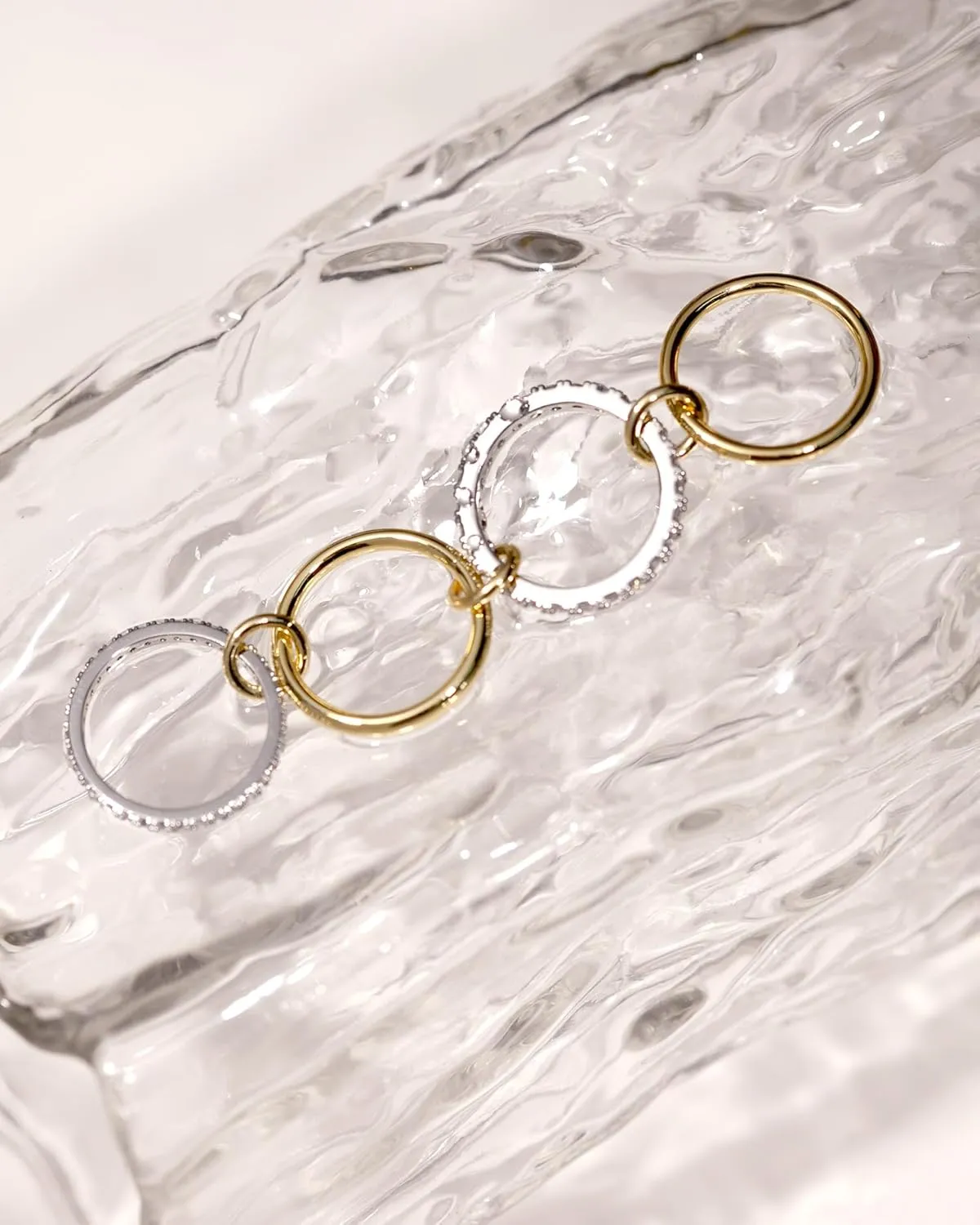 TLY Stackable Rings for Women Non Tarnish 18K Gold Plated Interlocking Ring Stack Set Gold Silver Mixed Metal Statement Rings Dainty Cubic Zirconia CZ Fashion Connected Band Thumb Ring Size 4-11 Jewelry Gift for Women