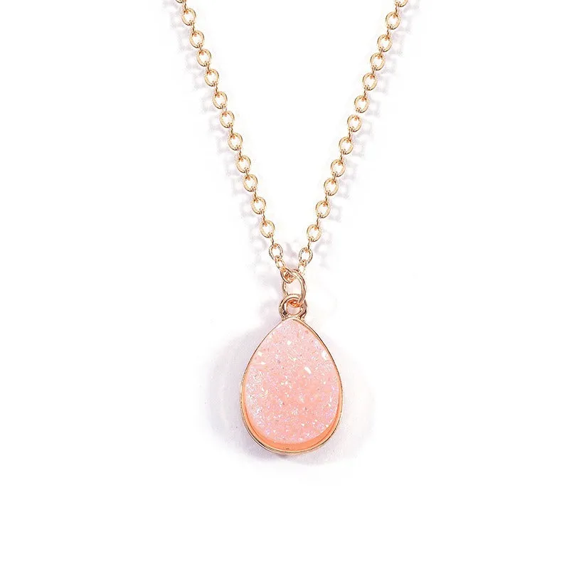 Water Drop Pendant Fashion Sweet Crystal Cluster Necklace