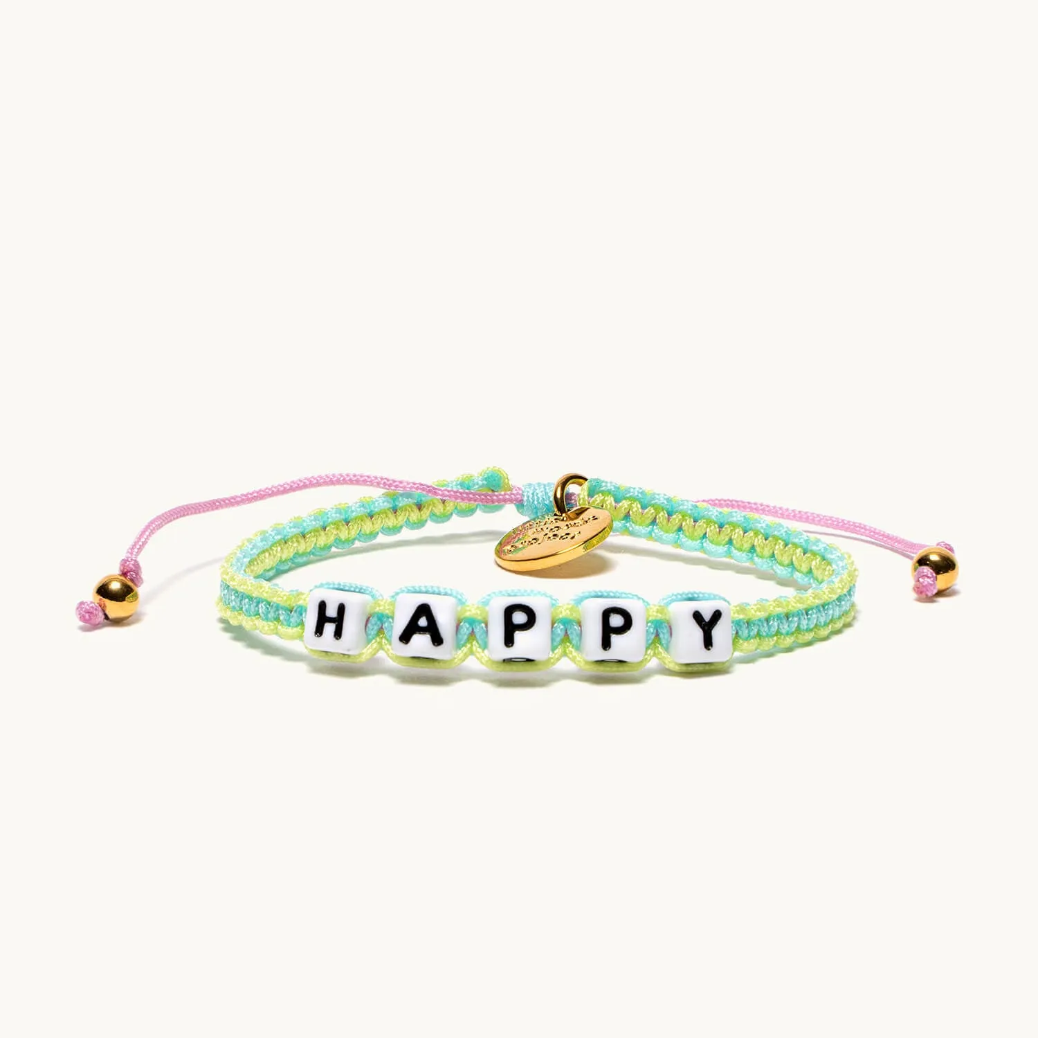 White Happy Little Words Project Trackable Bracelet S/M